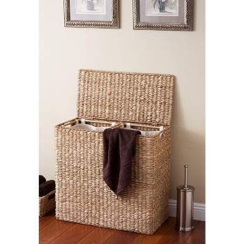 BirdRock Home Seagrass Oversized Divided Hamper with Liners - Honey