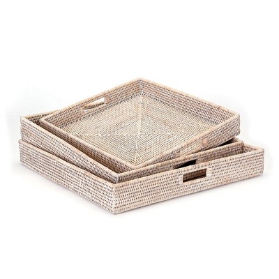 Plum & Post Burma Rattan Ottoman Trays, Set Of 3