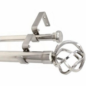 Urbanest Zeffoli Flat Button 1-inch 5-8-inch Double Drapery Curtain Window Rod Set - 1 of 4