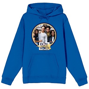 Boy Meets World Group Art Circle Long Sleeve Royal Blue Women's Hooded Sweatshirt - 1 of 2