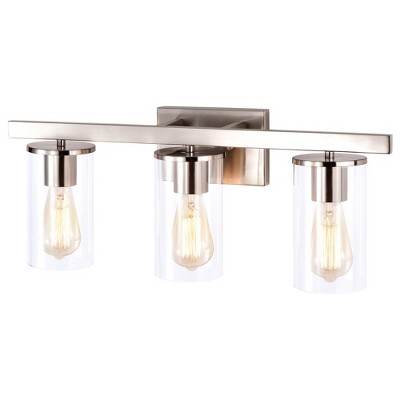 C Cattleya 3-Light Vanity Wall Sconce,Bathroom Vanity Lights Brushed Nickel Finish with Clear Glass Shade