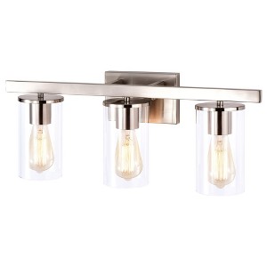 C Cattleya 3-Light Vanity Wall Sconce,Bathroom Vanity Lights Brushed Nickel Finish with Clear Glass Shade - 1 of 4