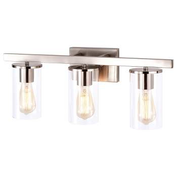 C Cattleya 3-Light Vanity Wall Sconce,Bathroom Vanity Lights Brushed Nickel Finish with Clear Glass Shade