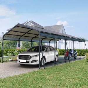 Heavy Duty Metal Carport with Galvanized Steel Roof, Carport Canopy for Driveway Car or Truck, Outdoor Metal Carport with Vertical Roof-Koiai - 1 of 4