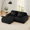 82" L-Shaped Modular Sofa Flannelette 2-Seater Ottoman Buckle No Assembly Black - 2 of 4