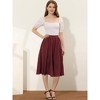 Allegra K Women's Date Dinner Floral A-Line Elastic Waist Flare Swing Midi Skirt - 2 of 4