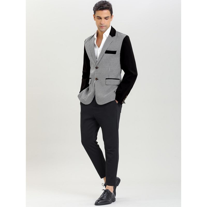 Lars Amadeus Men's Plaid Pattern Button Down Slim Fit Casual Jacket Blazer, 3 of 8
