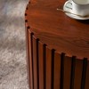 NicBex 2PCS Round Coffee Table Set,Side Table with Handcrafted Relief,End Table with Non-Slip Grip,Coffee Tables for Living Room,Walnut - 4 of 4