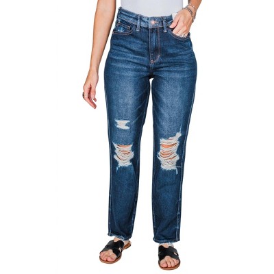 Women's High Waist Rigid Magic Heavy Destroy Straight Jean - Judy Blue