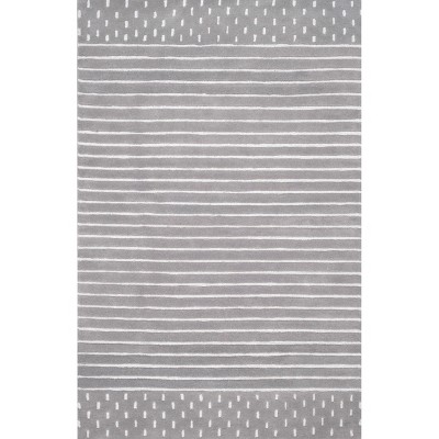 Hand-tufted Striped Gray Wool Kids' Area Rug 4' x 6'