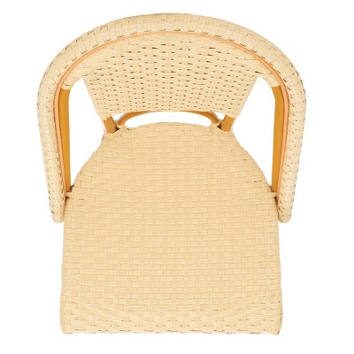 Natural Faux Wicker and Aluminum Outdoor Bar Stool