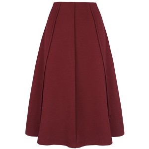 Allegra K Women's High Waist Stretch A-Line Pleated Flared Skirt - 1 of 4