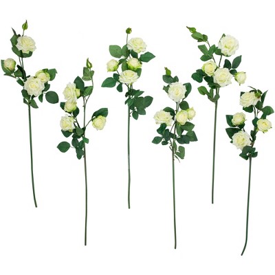 Northlight Real Touch™ White Artificial Rose Floral Sprays, Set of 6 -35"