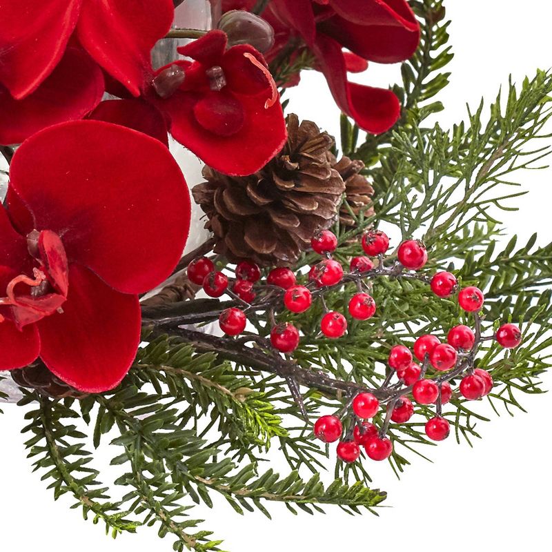 Orchid Berry and Pine Holiday Candelabrum - Red, 4 of 5