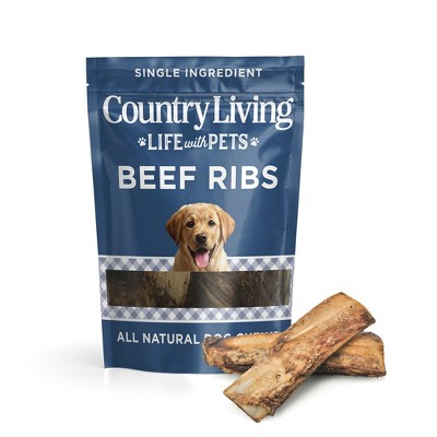 Country Living 4”-7” Rib Bones Dog Treats – 7 Count Bag – All-Natural Beef Rib Bones for Dogs – Long-Lasting, High-Protein Chews