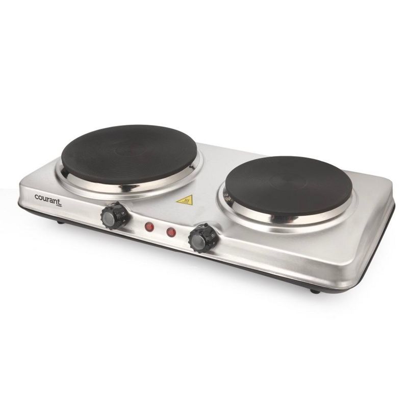 Courant 1700 Watts Electric Double Burner, Stainless Steel Design with Food Board Included, 3 of 4