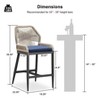 PURPLE LEAF Patio Sunbrella Bar Stools Set of 2 Handwoven Wicker Bar Height Stool Modern Aluminum Outdoor Wicker Barstools with Back and Cushion - 3 of 4