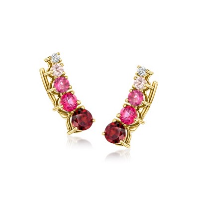 Pure Collection by Ross-Simons 0.69 ct. t.w. Multi-Gemstone Ear Climbers in 14kt Yellow Gold