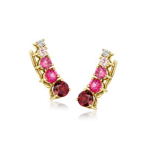 Pure Collection by Ross-Simons 0.69 ct. t.w. Multi-Gemstone Ear Climbers in 14kt Yellow Gold - 1 of 3