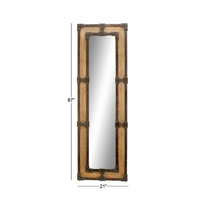 Rustic Brown Wood Full-Length Rectangular Floor Mirror