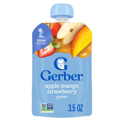 Gerber Baby Food Apple Mango & Strawberry Puree Pouch- 3.5oz