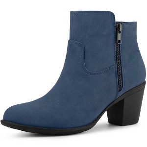 Allegra K Women's Halloween Round Toe Stacked Chunky Heel Zipper Ankle Booties - 1 of 4