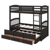 NicBex Twin Over Twin Bunk Bed with Trundle ,Loft Bed with Safety Guardrail and Drawers for Bedroom,White/Espresso - 4 of 4