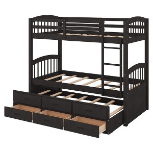 NicBex Twin Over Twin Bunk Bed with Trundle with 3 Storage Drawers and Safety Guardrail,Twin Loft Bed with Ladder,Bunk Beds for Bedroom - 1 of 4