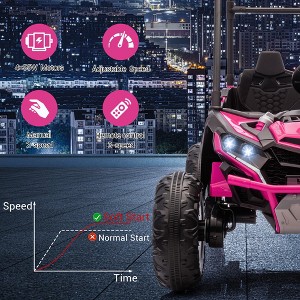 24V Kids 4WD Off-Road Electric Ride-on, 2-Seater with Tent, Shock Absorbers, 3-Speeds (4 MPH), LED Lights, Music, 110 Lbs Load Capacity - 1 of 4