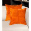 HomeRoots Set of Two 18" Orange Cowhide Throw Pillows - 2 of 4