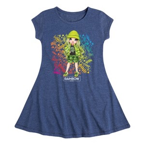 Girls' - Rainbow High - Jade Hunter Rainbow Graffiti Fit & Flair Cap Sleeve Dress - 1 of 3