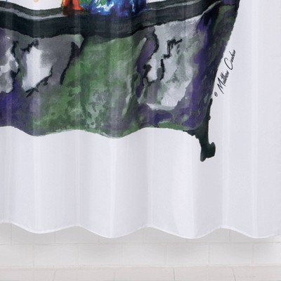 Colorful Dog in Bathtub Polyester Fabric Shower Curtain