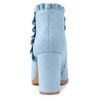 BLISSFUL STEP Women's Back to College Party Ruffle Pointed Toe Block Heel Ankle Boots - 4 of 4