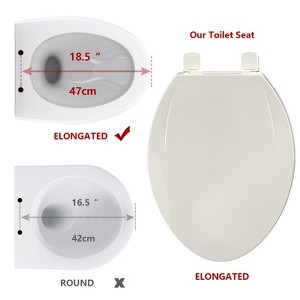 19" Elongated Toilet Seat, Slow Close Toilet Cover Seat with Toddler Seat Built in, PP Material, Easy Install and Clean, - 1 of 4