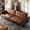 Luck Live 86.61 inch Luxury Brown Oil Wax Leather Couch – High-End Vintage Sofa with Sturdy Frame and Cozy Feel. - 3 of 4