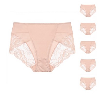 INSPIRE CHIC Women's Mid-Rise Solid Lace Trim Invisible Briefs 6 Packs