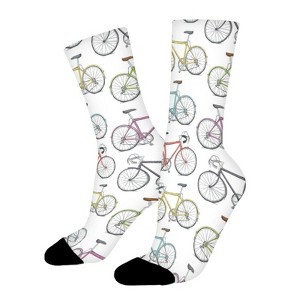 Bicycle Pattern Women Printed Crew Socks Funny Funky Socks Soft Polyester Novelty Gifts for Artists Men - 1 of 1