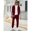 Coolmee Sweatsuits for Men 2 Piece Jogging Tracksuit Set Hoodie Casual Athletic Long Sleeve Zipper Suit Set Wine Red M - 2 of 4