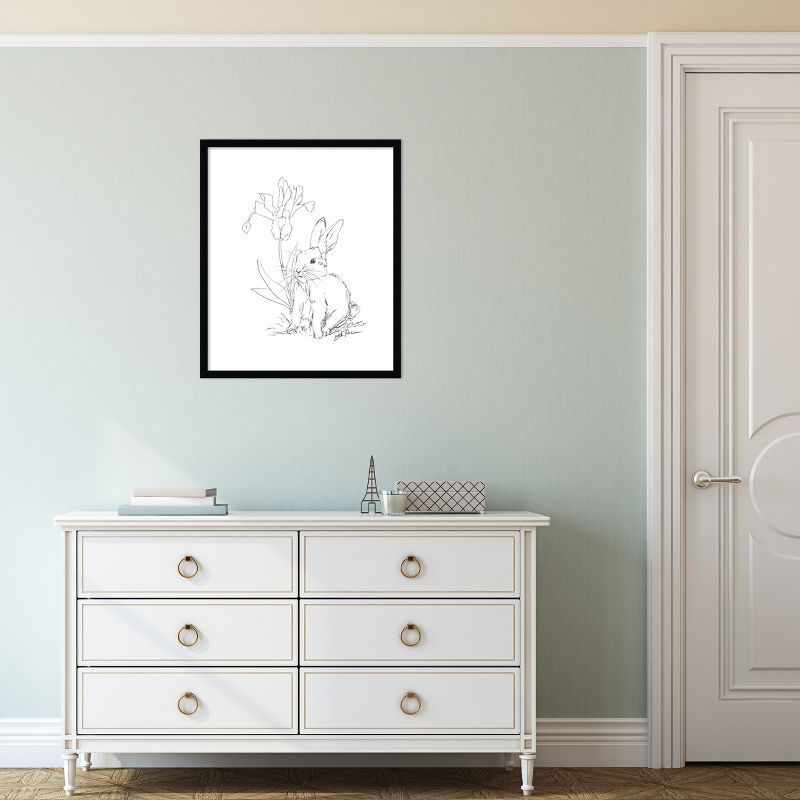 Amanti Art Bunny Sketch with Iris by Jodi Augustine Wood Framed Wall Art Print 21 in. x 25 in., 5 of 7