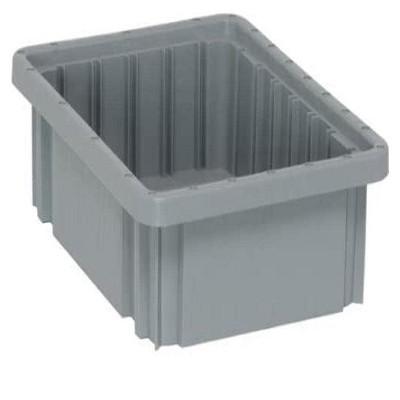 Quantum Storage Systems Dividable Grid Container, 11-7/8"L X 8-1/4"W X 3-1/2"H, Gray, Made In Usa