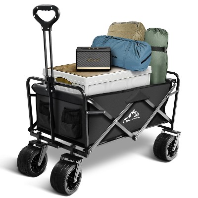 Bestier Compact Folding Cart: 22lbs Superlight Transformer | 90° Adjustable Handle | All-Terrain PVC Wheels-Black