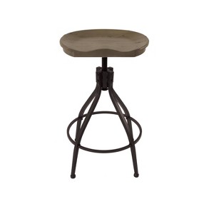 HomePop Maurice Backless Adjustable Stool Brown: Metal & Wood Frame, Farmhouse Style, 250lb Capacity - 1 of 4
