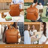 Itopfox Vegan Leather Diaper Backpack with Waterproof Changing Pad, Reinforced Stitching & Zippers, Ergonomic Design for Traveling Moms, Brown - 2 of 4