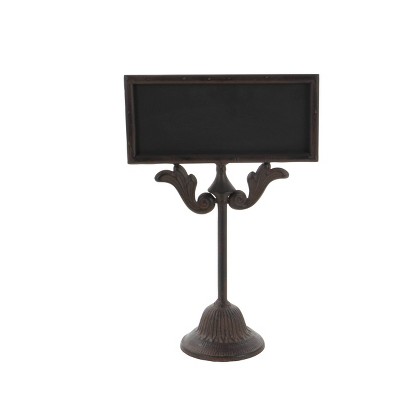 Rustic Brown Iron Chalkboard Stand with Pedestal Base