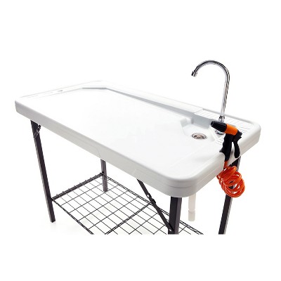 Deluxe Outdoor Fish & Game Cleaning Station with Faucet and Shelf, 49"