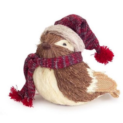 Melrose 9" Alpine Chic Decorative Brown And Cream Bird With Snow Hat ...