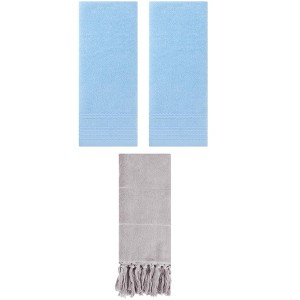 REGALWOVEN 3 Packs Striped and Tassels Bathroom Hand Towel 14" x 30" - 1 of 4