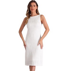 INSPIRE CHIC Women's Sleeveless Boat Neck Knit Textured Elegant Office Sheath Midi Dress - 1 of 4