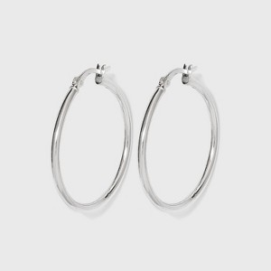 Women's Sterling Silver Hoop Earring with Click Top - Silver (30mm): Polished Nickel-Free Metal, Clip-In Clasp, 15+ Age - 1 of 4