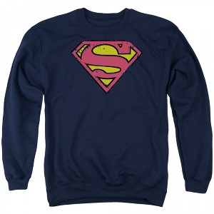 Mens Superman Logo Blue Crewneck Sweatshirt - 1 of 2